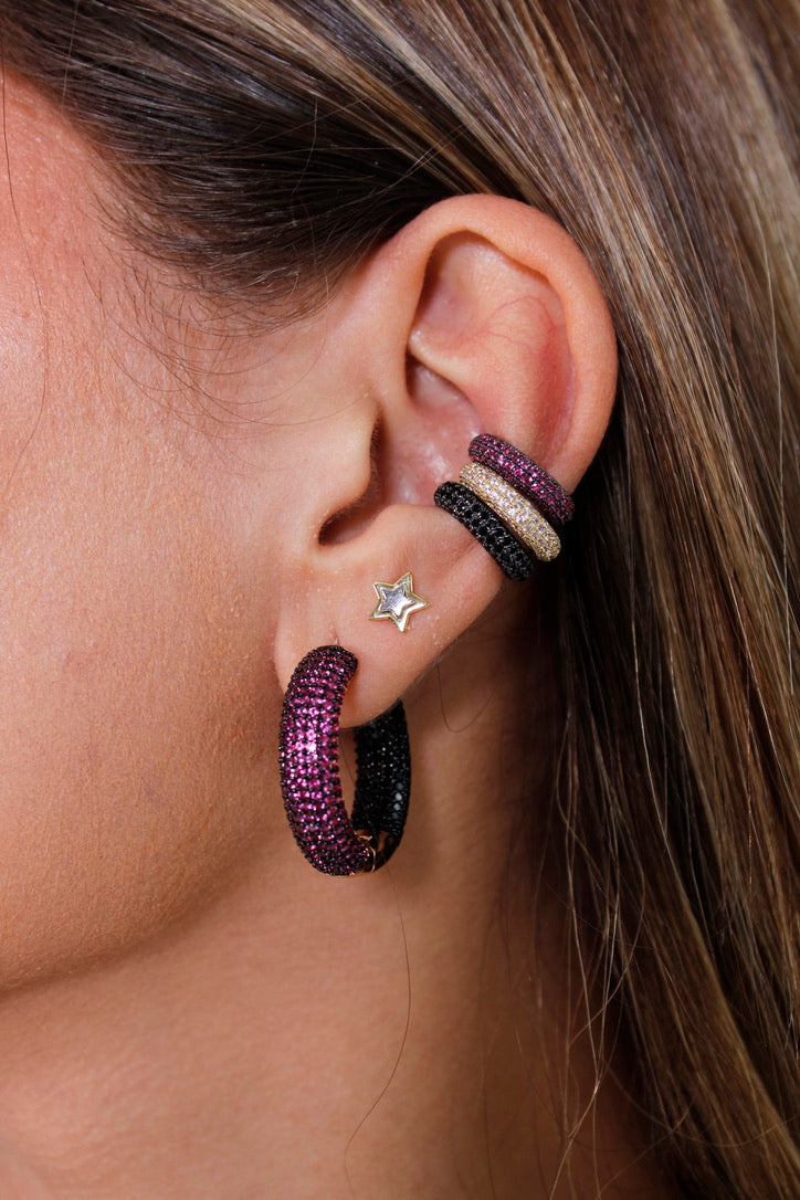 Ear cuff Alana - Dorado con verde
