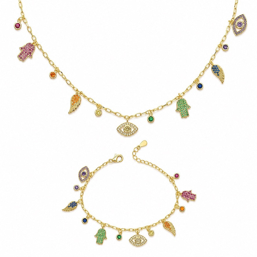 Set The hamsa & evil necklace