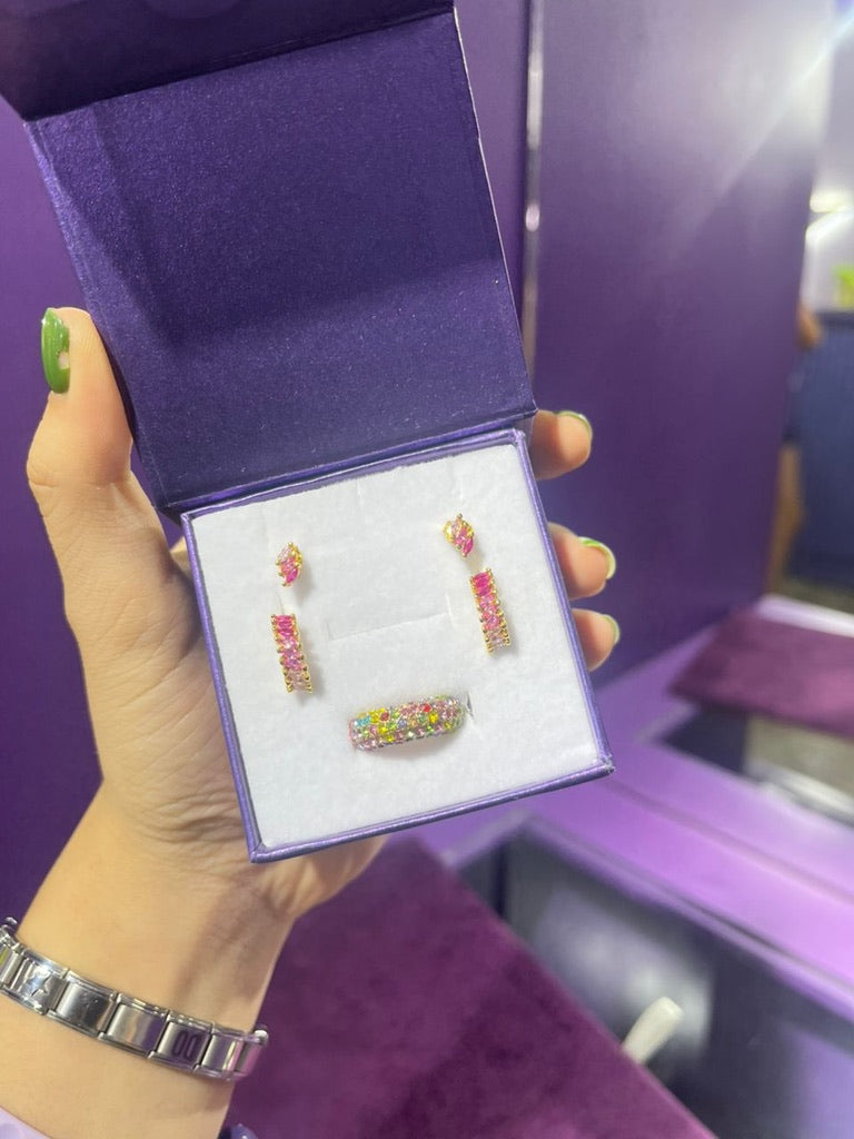 Stud Rainbow Cuff individual - rosado