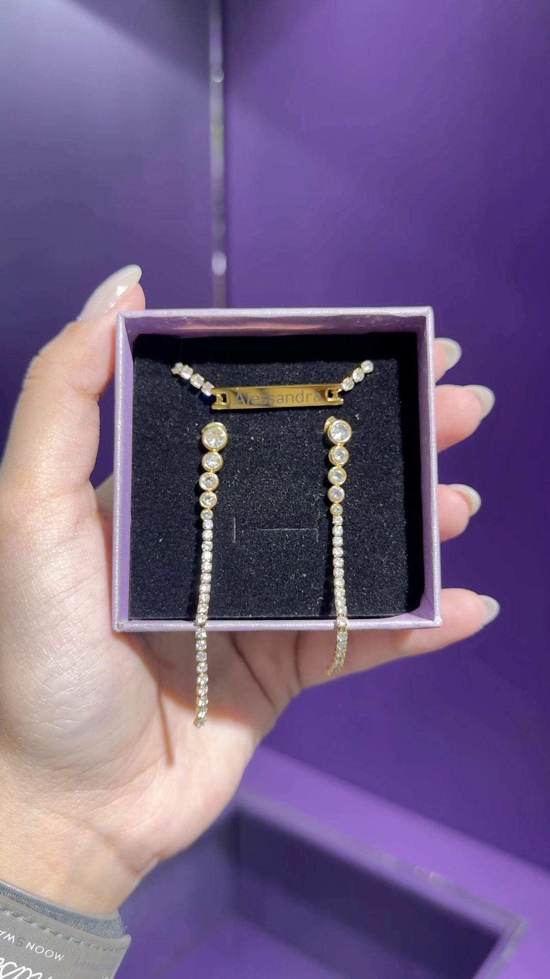 Collar de tenis para grabar con nombre personalizado, chapado en oro de 18 quilates, de acero inoxidable