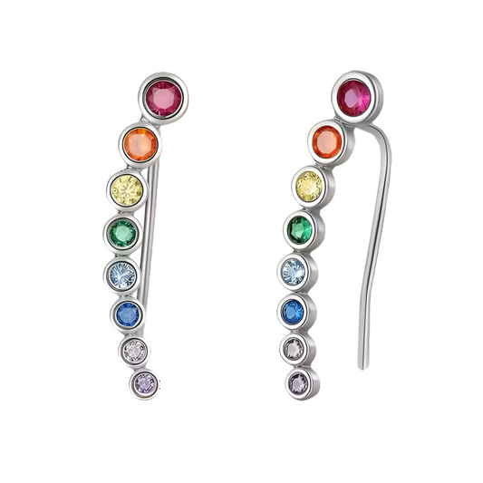Zarcillo de tira mil puntos multicolor  - Plata de ley 925