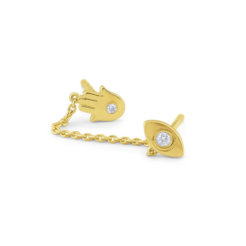 Evil eye & Hamsa hand - Plata de ley 925 - Zarcillo de cadena