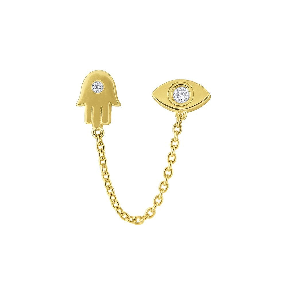 Evil eye & Hamsa hand - Plata de ley 925 - Zarcillo de cadena