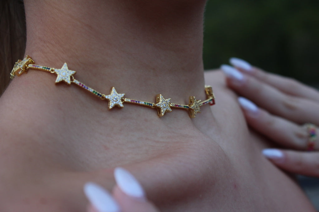 Collar Lucía de estrellas y circones - multicolor