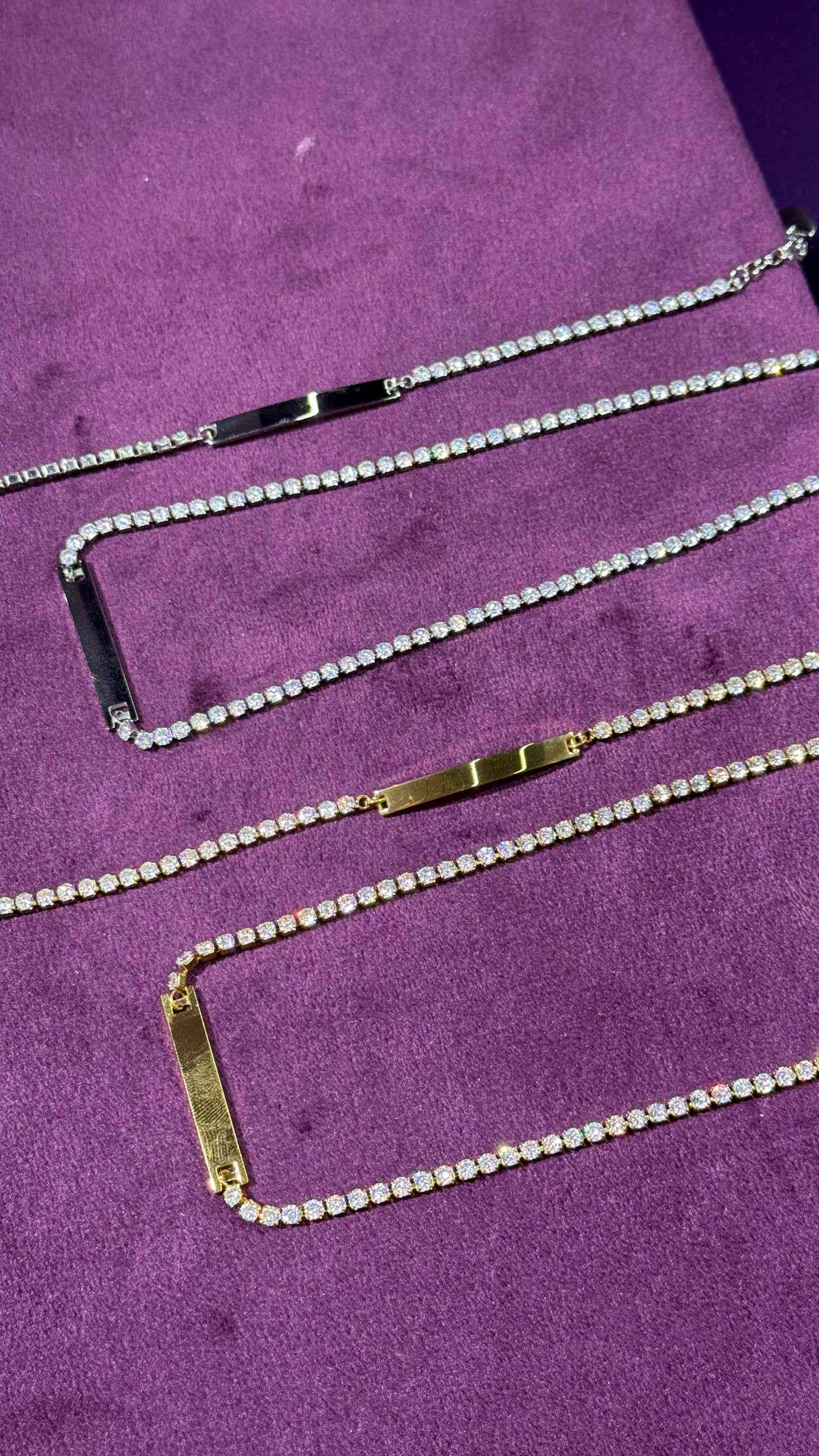 Collar de tenis para grabar con nombre personalizado, chapado en oro de 18 quilates, de acero inoxidable