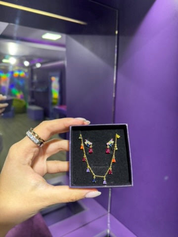 Set de gota con cristales - Plata de ley 925