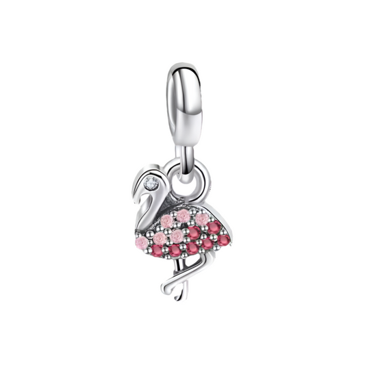 Mini charm de plata - flamingo