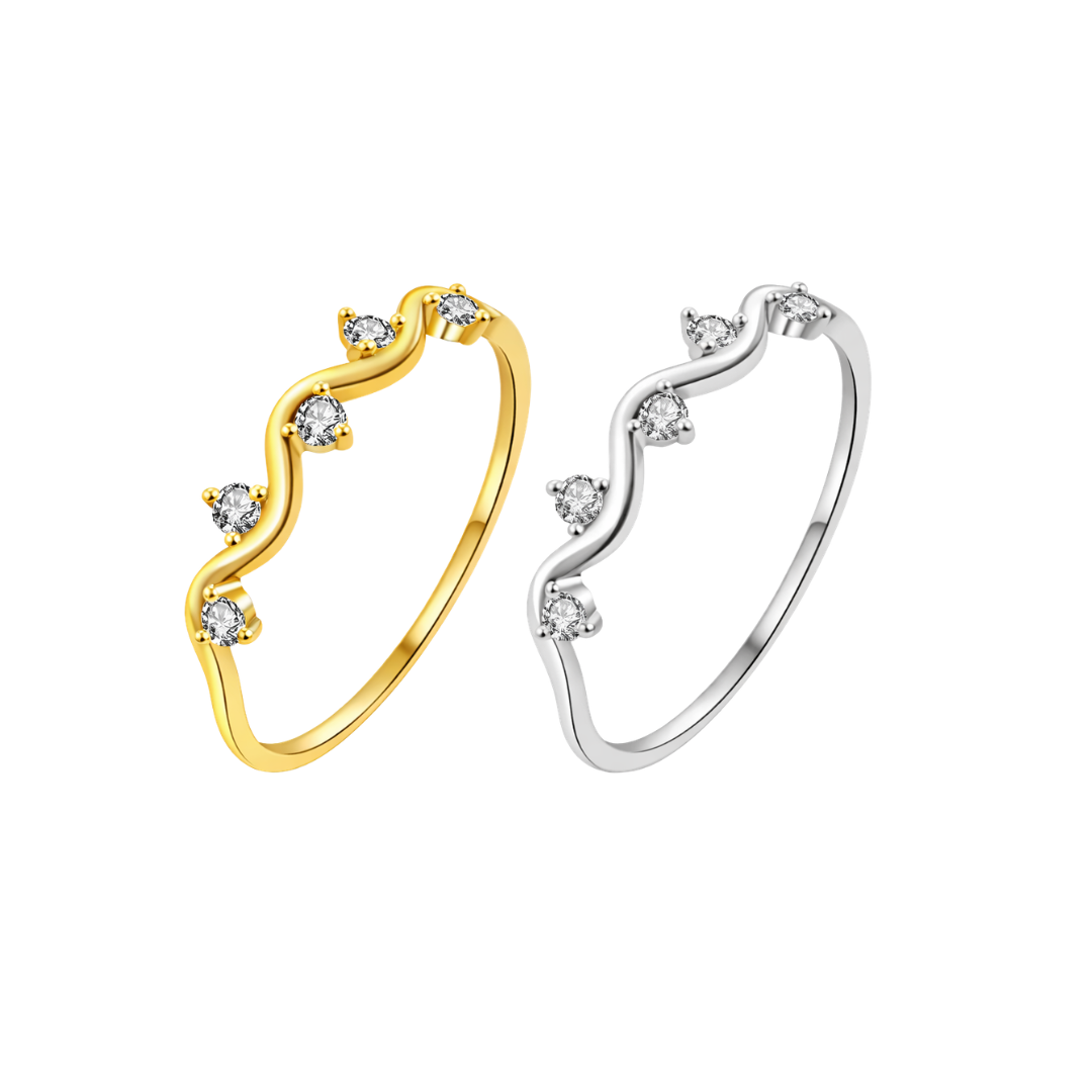 Diamond Wave Ring - Plata de Ley 925