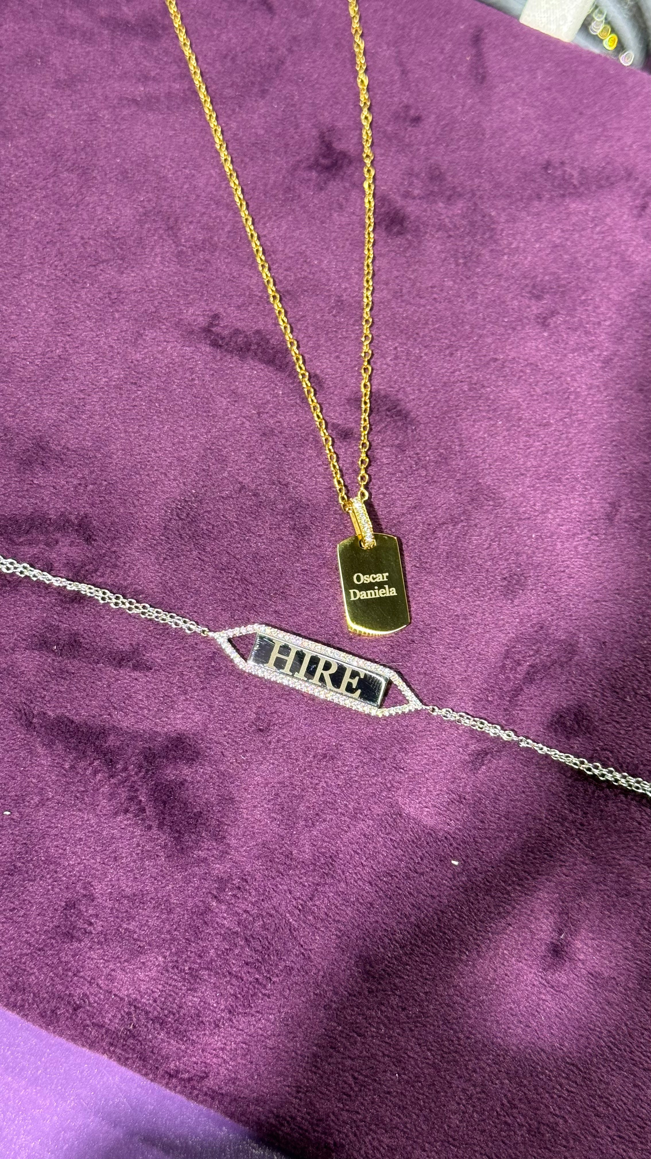 Pulsera para grabar de plata de ley 925 con baño de oro
