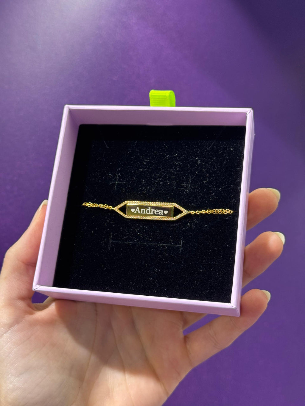 Pulsera para grabar de plata de ley 925 con baño de oro