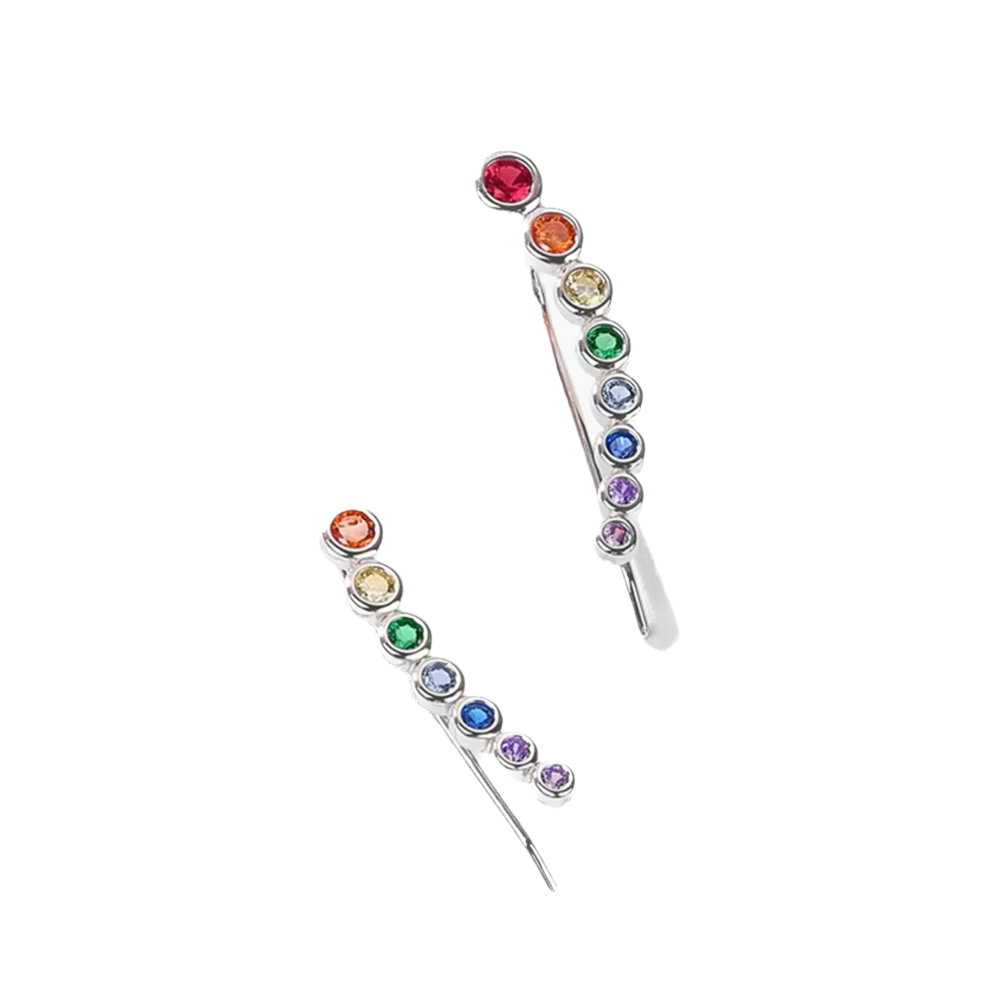 Zarcillo de tira mil puntos multicolor  - Plata de ley 925