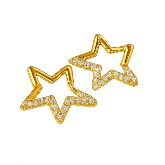 Zarcillos de estrella asimétrica - Roxanna - Plata de ley 925