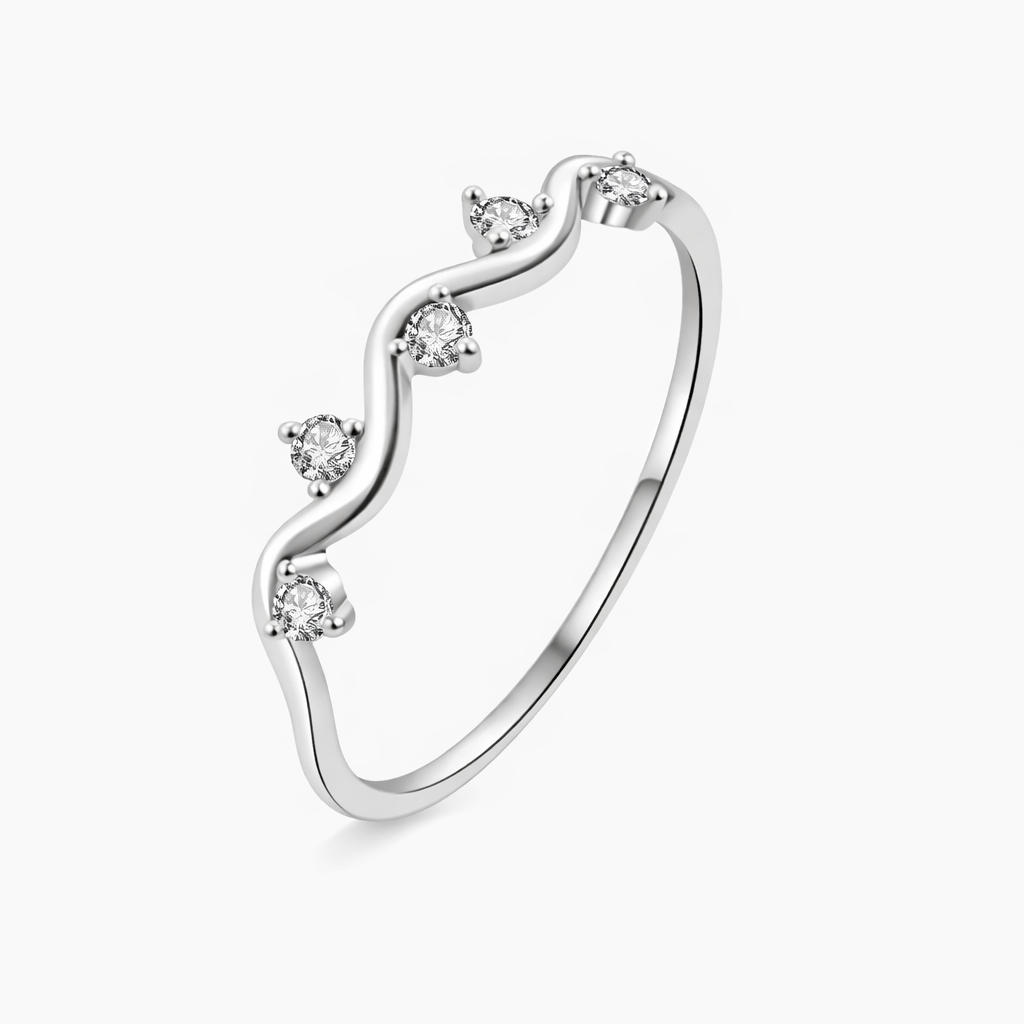 Diamond Wave Ring - Plata de Ley 925
