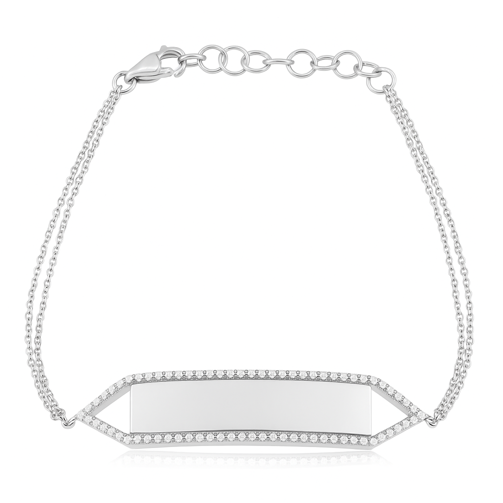 Pulsera para grabar de plata de ley 925 con baño de oro
