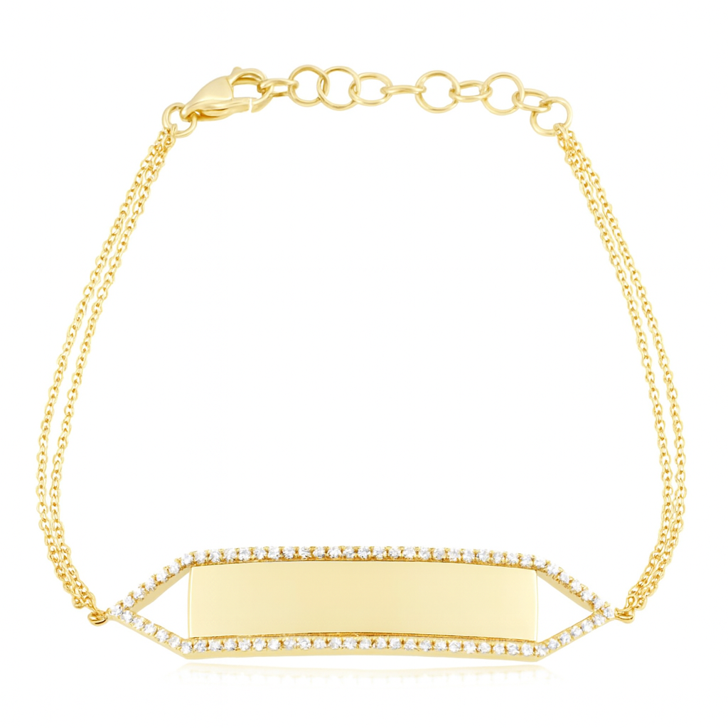 Pulsera para grabar de plata de ley 925 con baño de oro