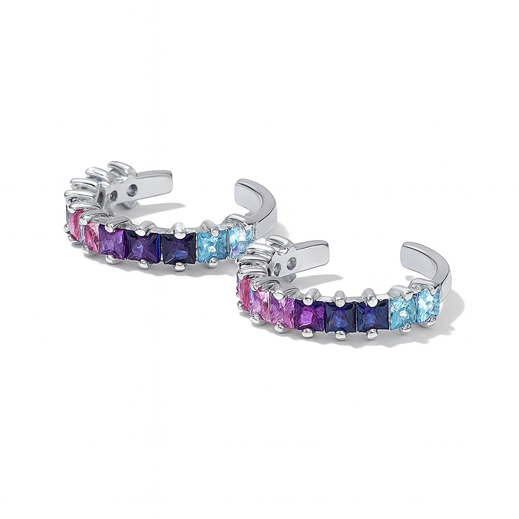 Ear cuff colorido  - Plata de ley 925 - Rainbow Cuff