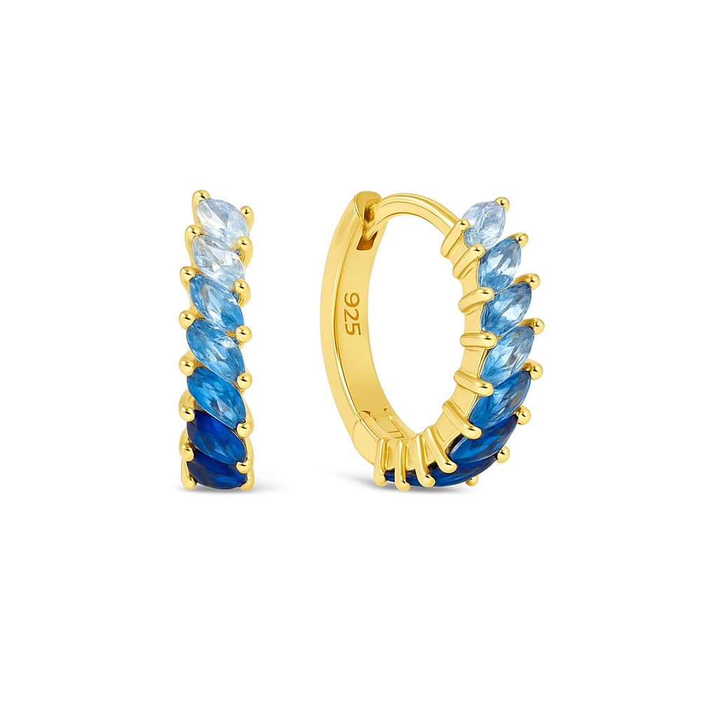 Argollas Rainbow Cuff - azules  - Plata de ley 925