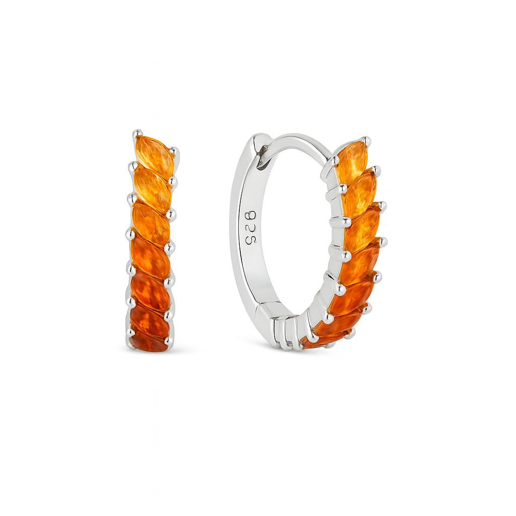Argollas Rainbow Cuff - naranjas  - Plata de ley 925