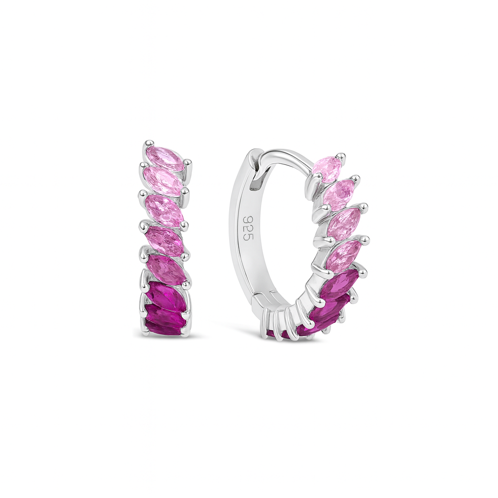 Argollas Rainbow Cuff - rosados  - Plata de ley 925
