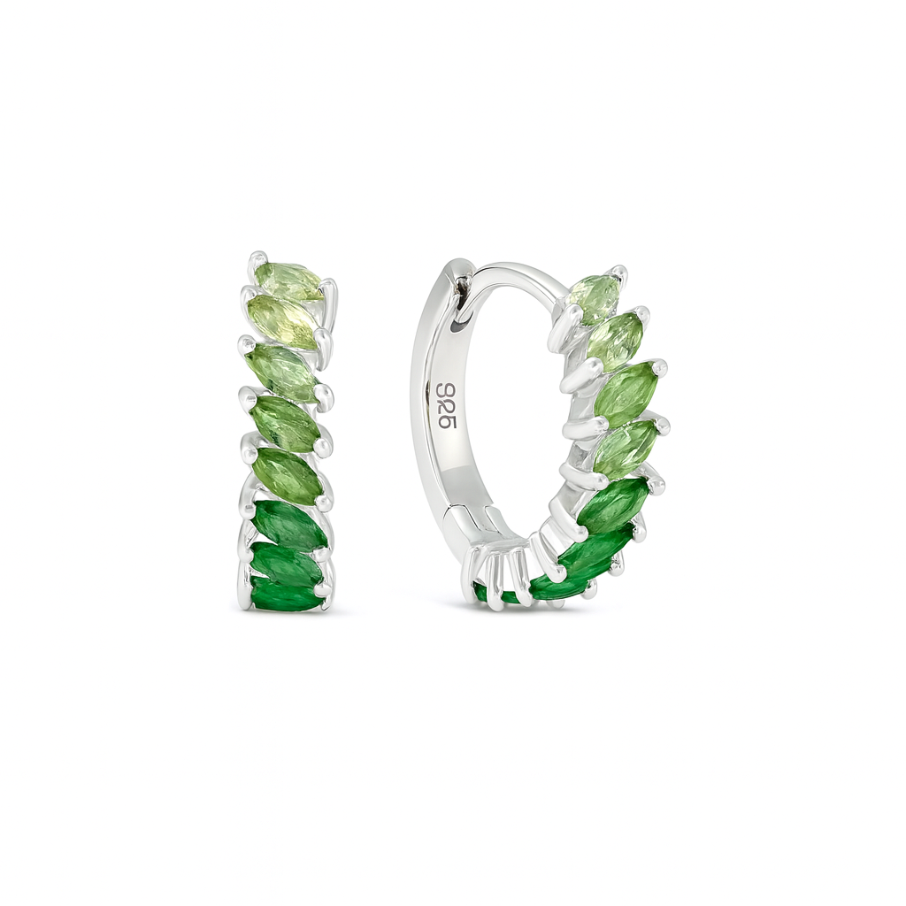 Argollas Rainbow Cuff - verdes  - Plata de ley 925