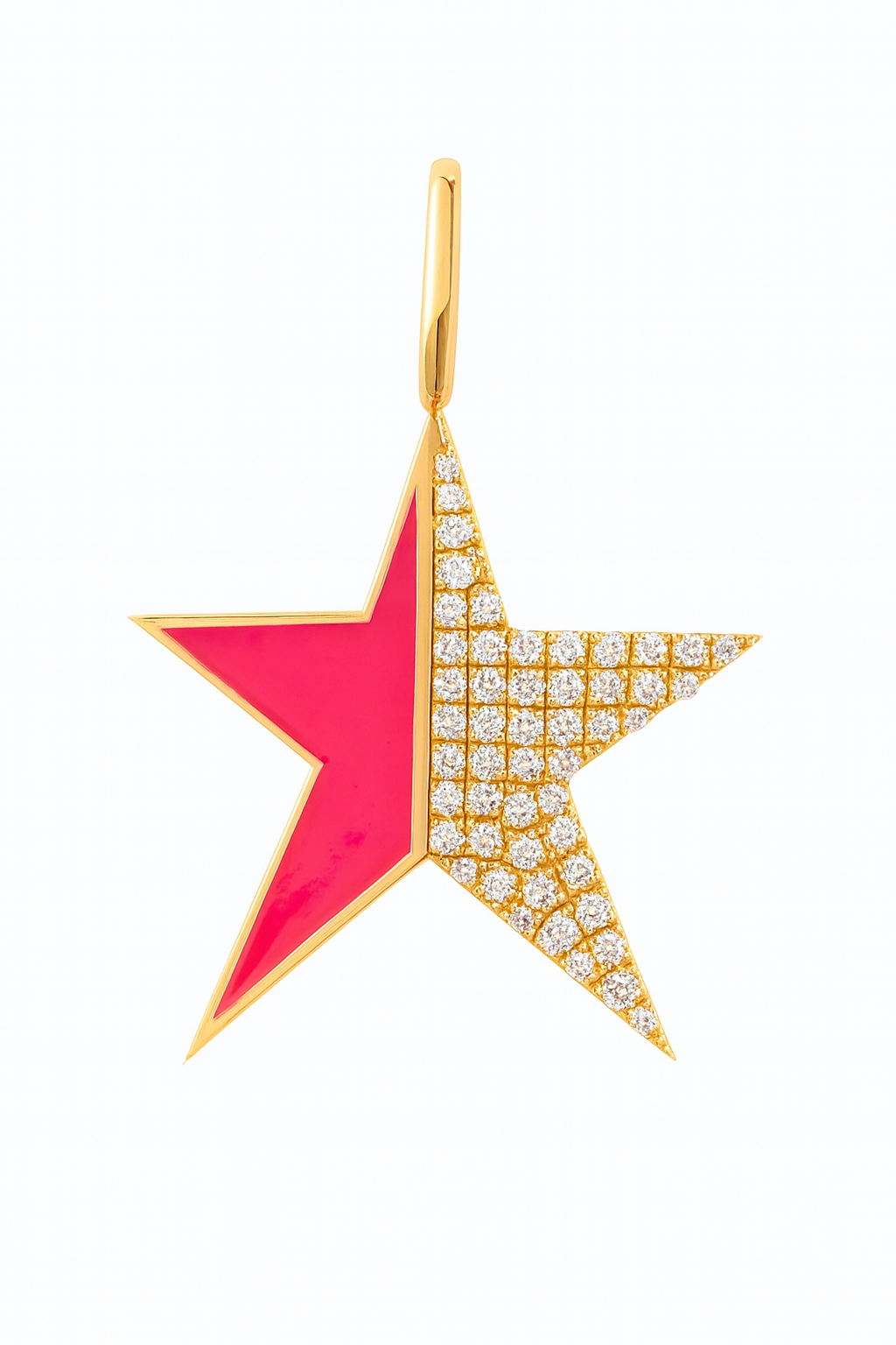 Dije de estrella asimétrica hot pink