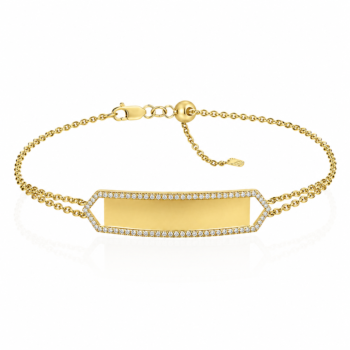 Pulsera para grabar de plata de ley 925 con baño de oro