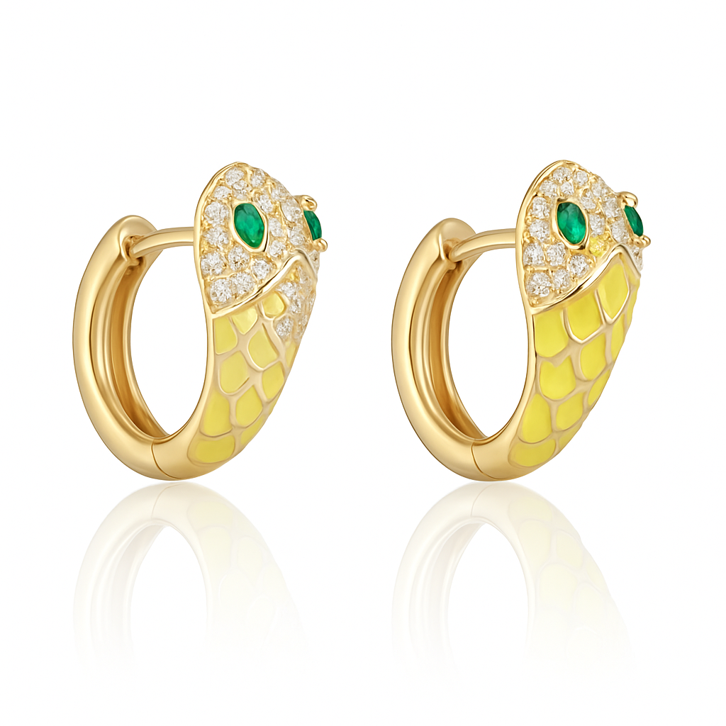 Zarcillos Oriana Culebra amarilla - Plata de ley 925