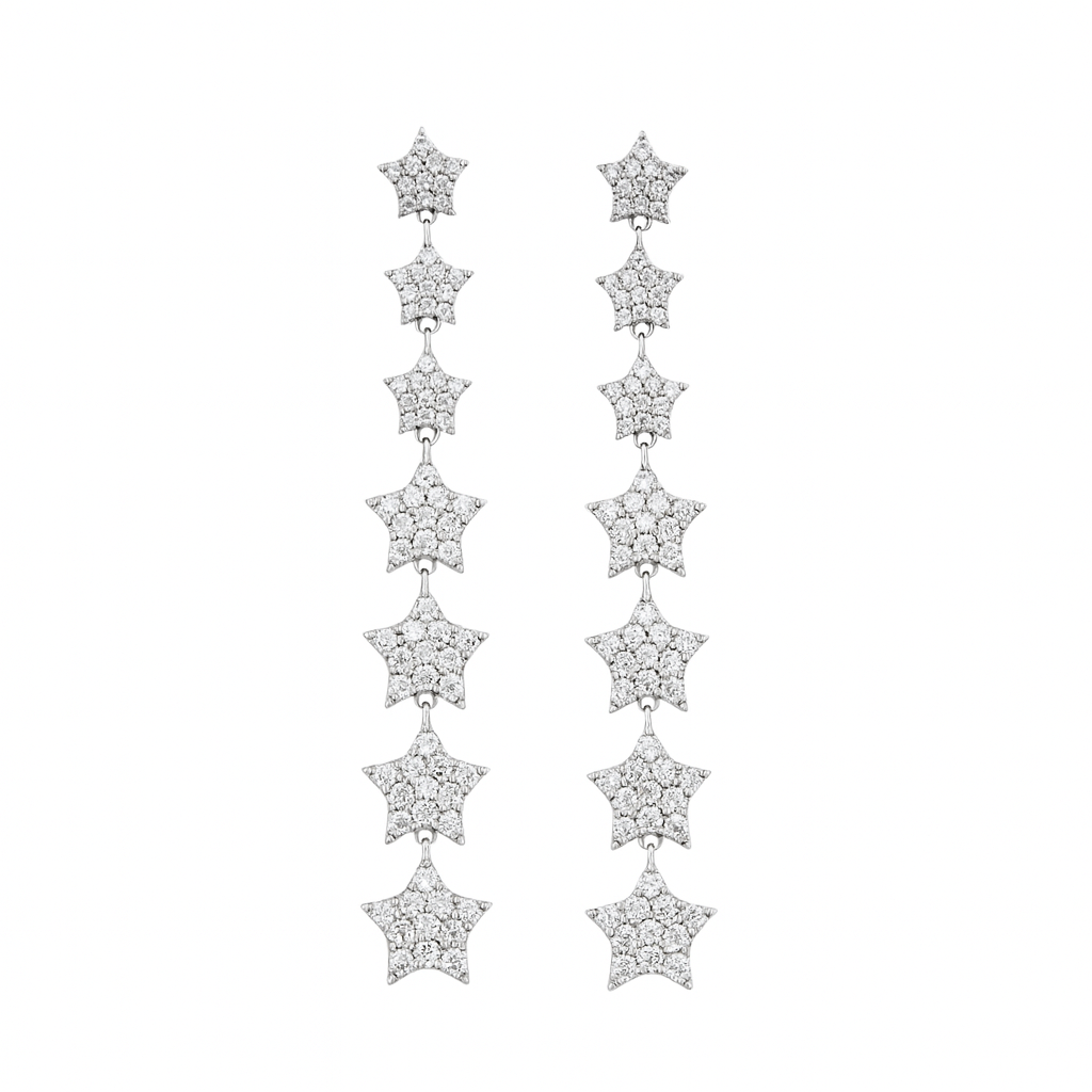 Zarcillo tira de estrellas colgando - Plata de ley 925