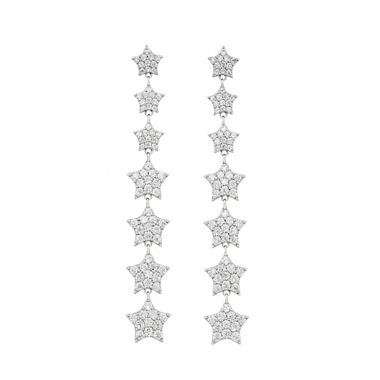 Zarcillo tira de estrellas colgando - Plata de ley 925