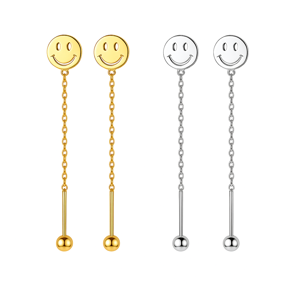 Smiley face con cadena - Plata de ley 925