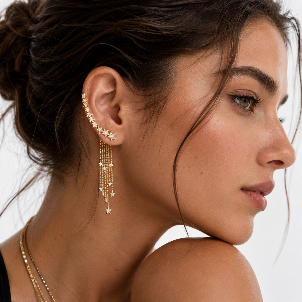 Starfall Ear Cuff - incluye el broche de flecos