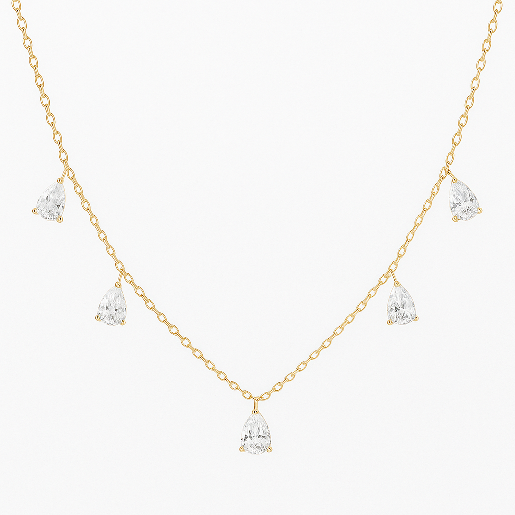 Collar de gotas de cristal - Plata de ley 925