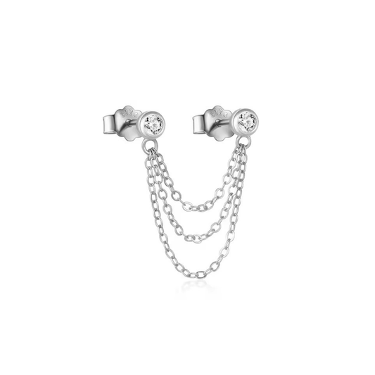 Zarcillo de cadena con puntos de luz - Plata de ley 925