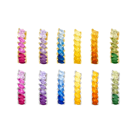 Argollas Rainbow Cuff - individuales  - Plata de ley 925