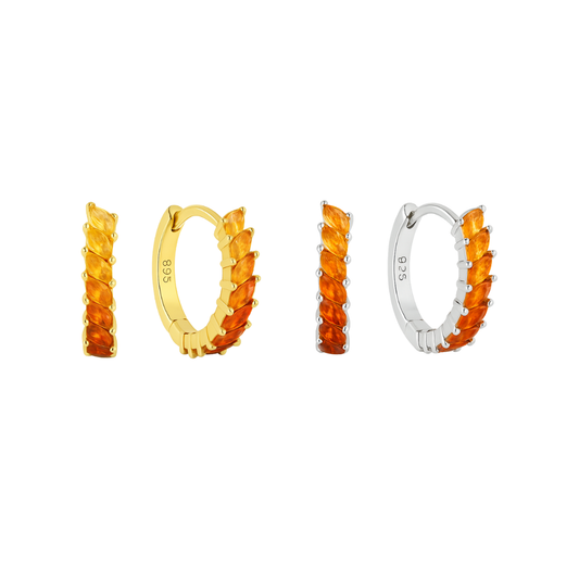 Argollas Rainbow Cuff - naranjas  - Plata de ley 925