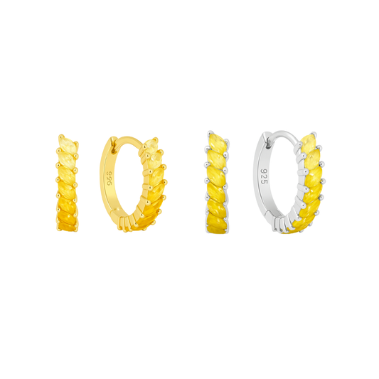 Argollas Rainbow Cuff - amarillos  - Plata de ley 925