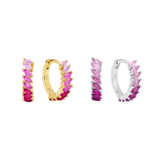 Argollas Rainbow Cuff - rosados  - Plata de ley 925