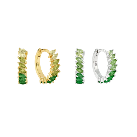Argollas Rainbow Cuff - verdes  - Plata de ley 925