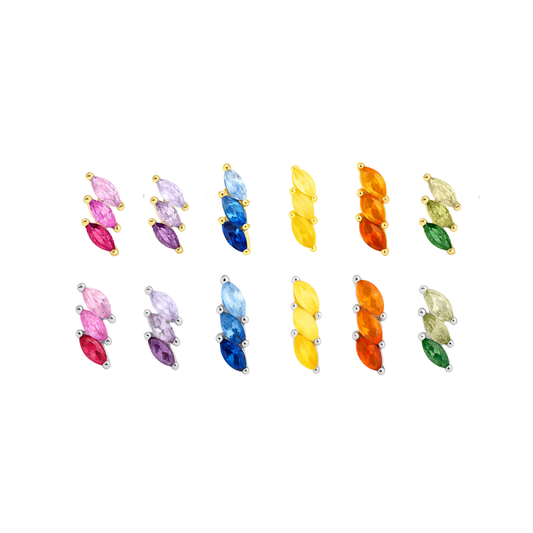 Stud Rainbow Cuff  - Plata de ley 925