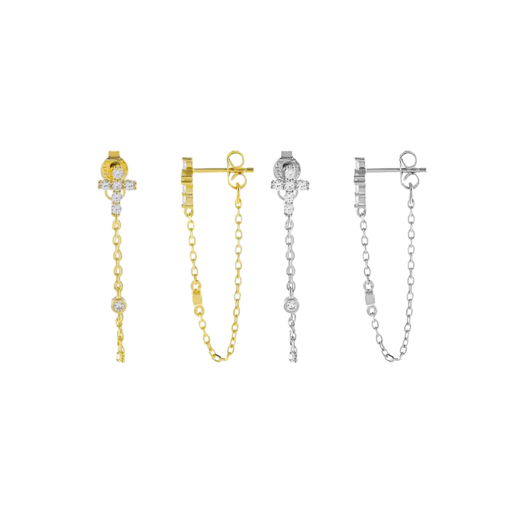 Zarcillos de cadena con cruz