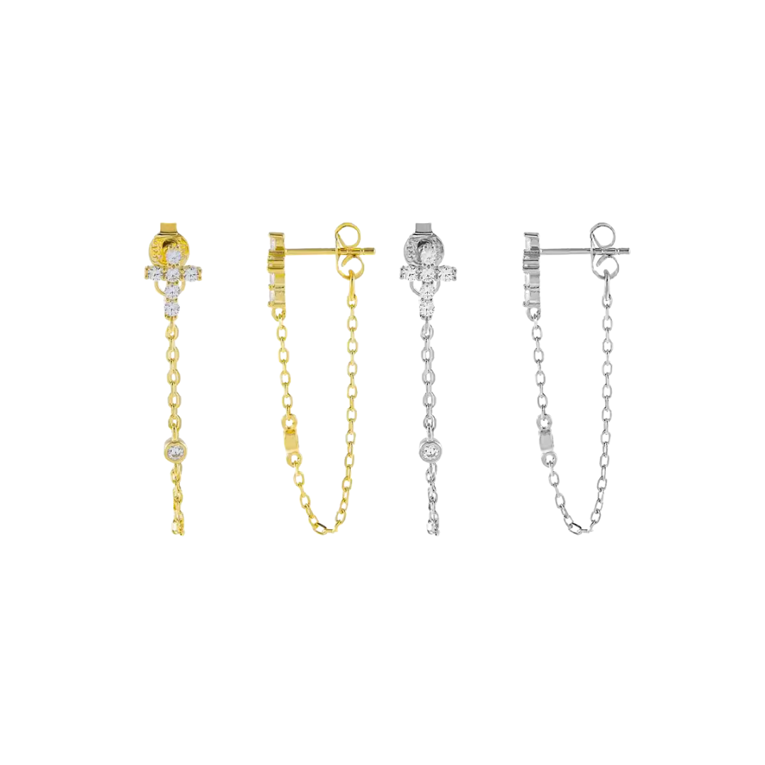 Zarcillos de cadena con cruz