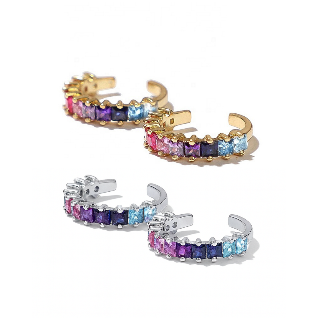 Ear cuff colorido  - Plata de ley 925 - Rainbow Cuff