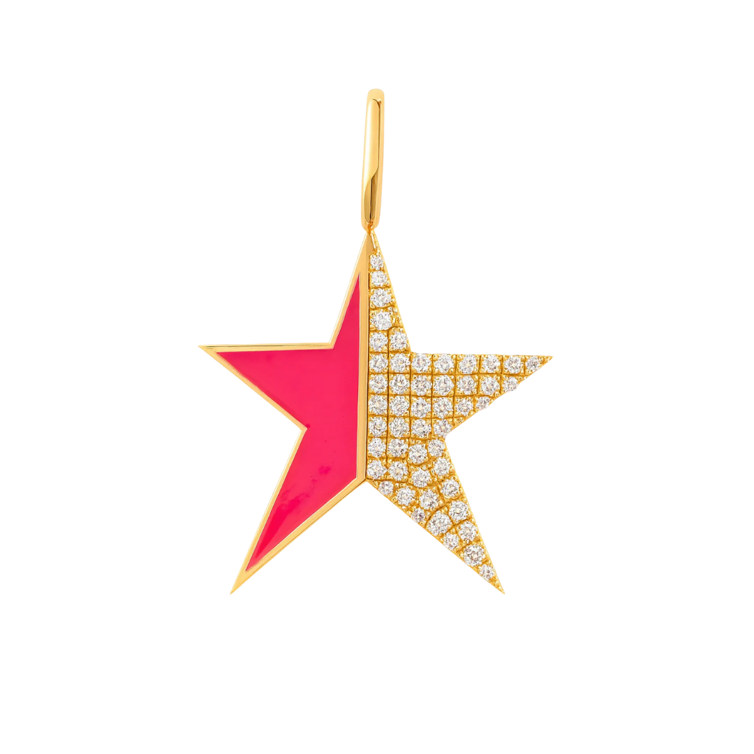 Dije de estrella asimétrica hot pink