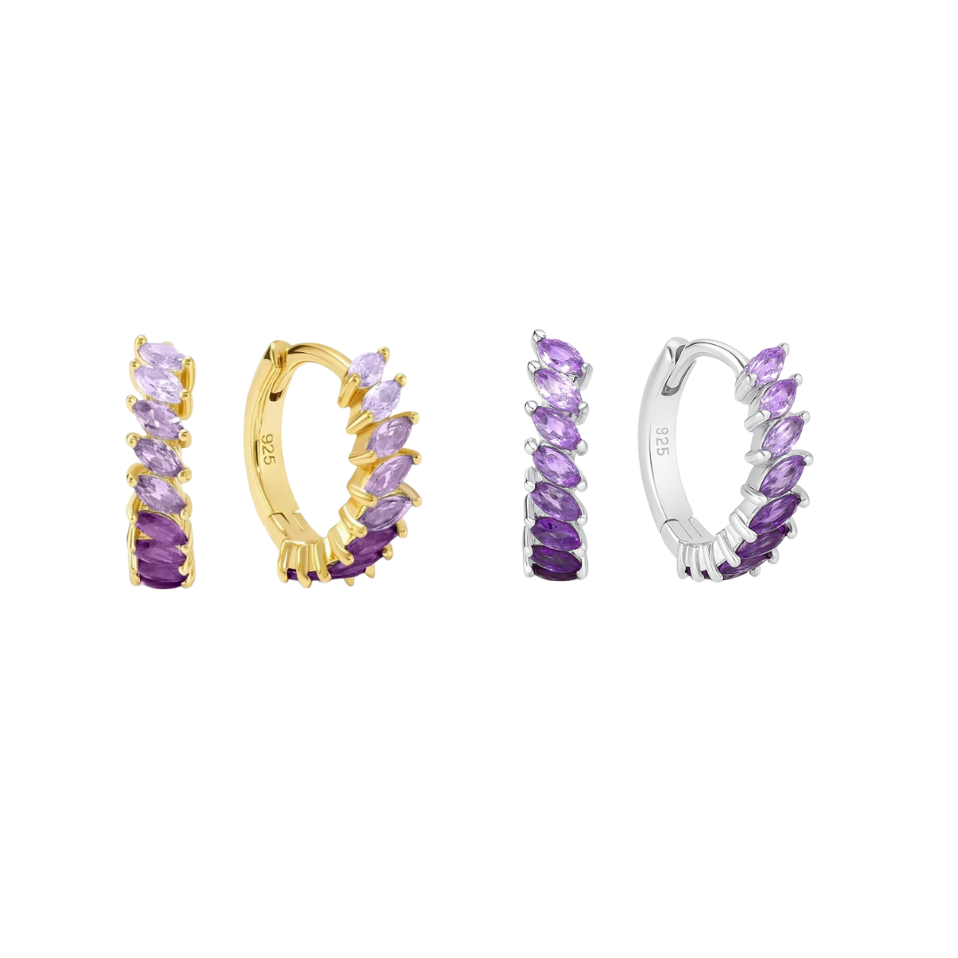 Argollas Rainbow Cuff - morados  - Plata de ley 925