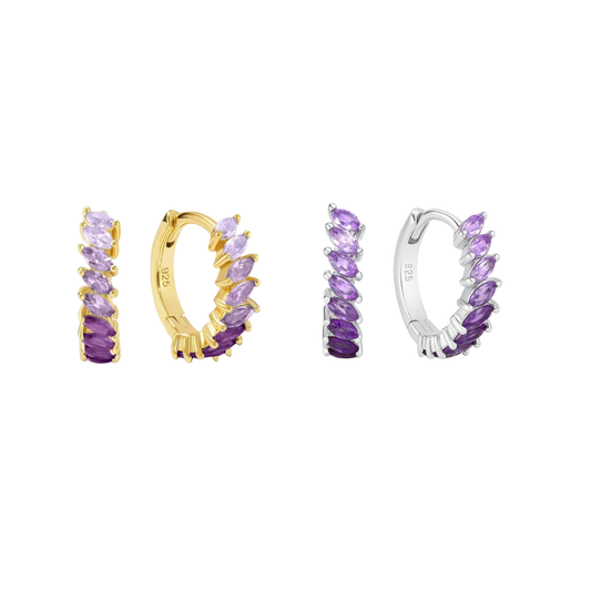 Argollas Rainbow Cuff - morados  - Plata de ley 925