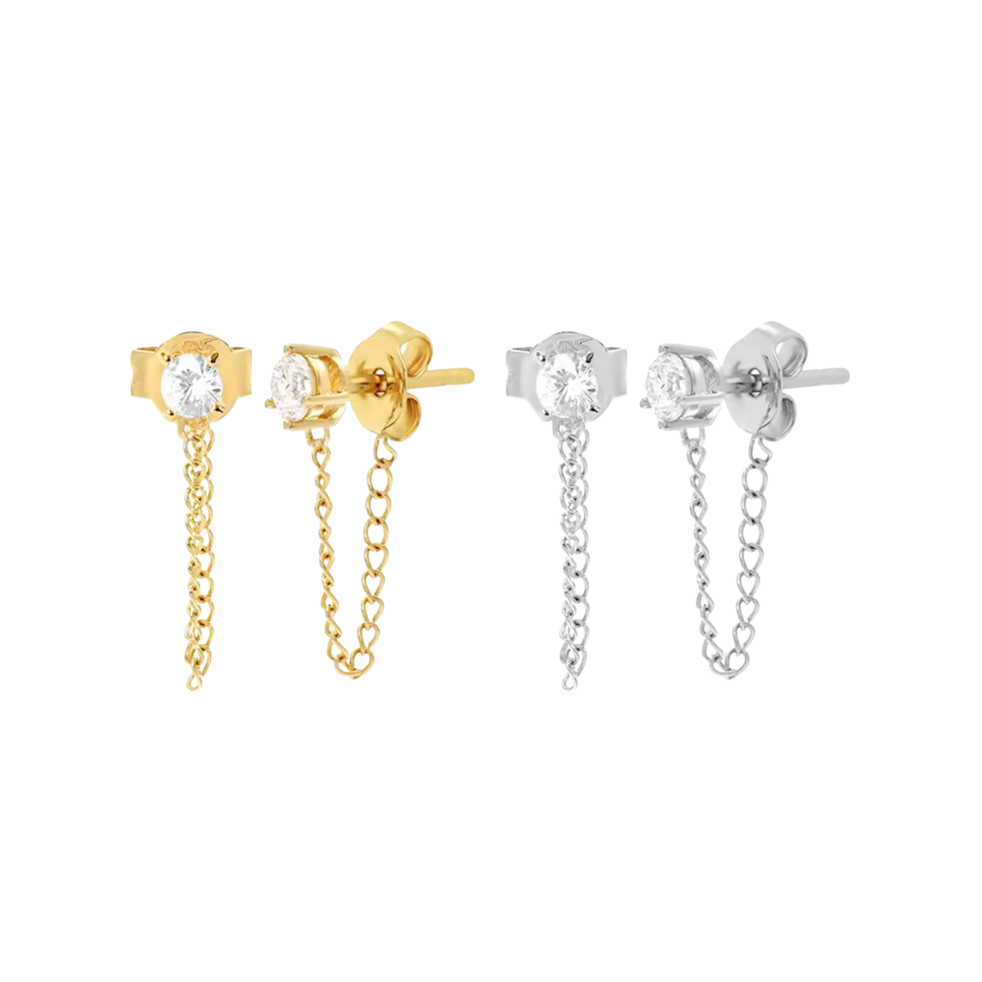 Solitario de punto de luz con cadena - Plata de ley 925