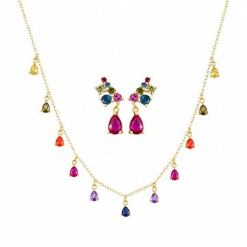 Set de gota con cristales - Plata de ley 925