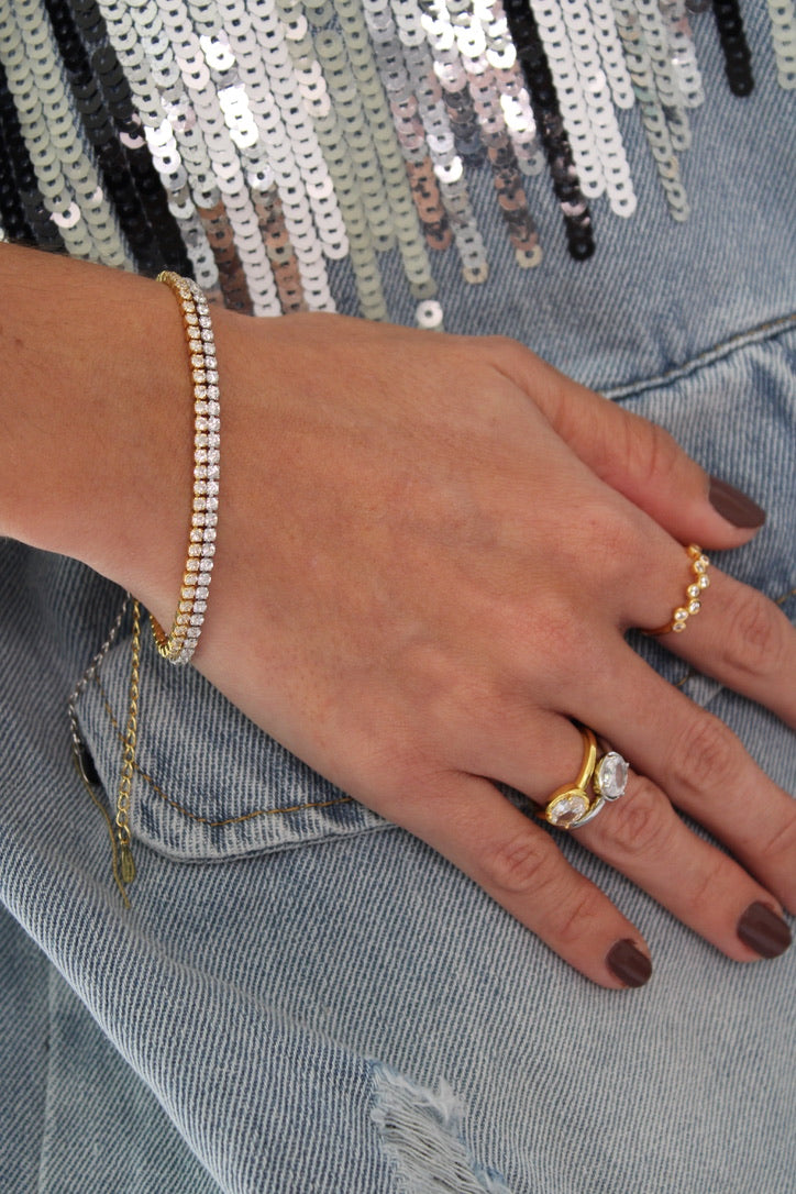 Spark Dots anillo ajustable - PLATA 925