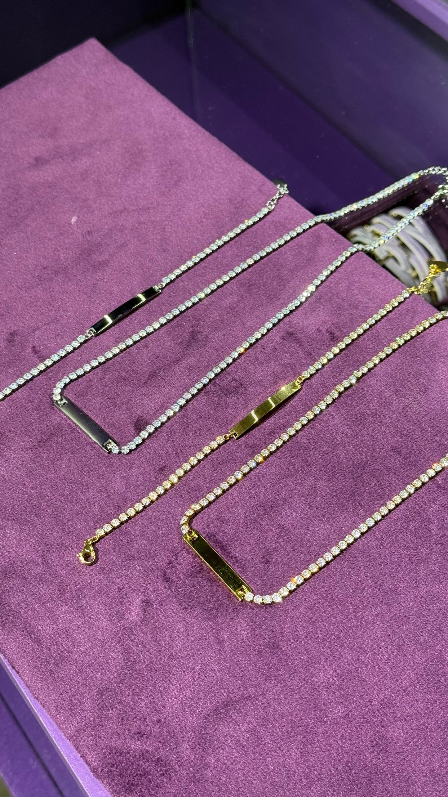 Collar de tenis para grabar con nombre personalizado, chapado en oro de 18 quilates, de acero inoxidable