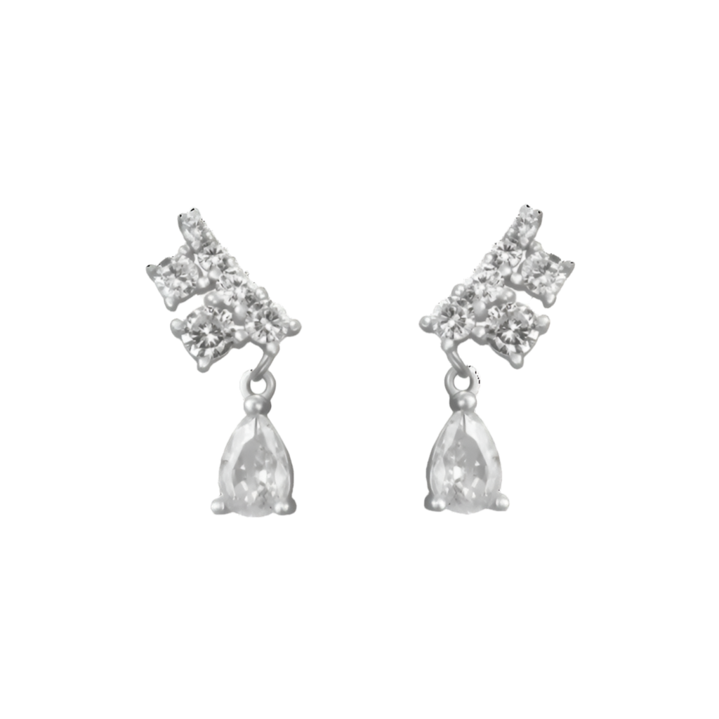 Mini zarcillo de gota con cristales - Plata de ley 925